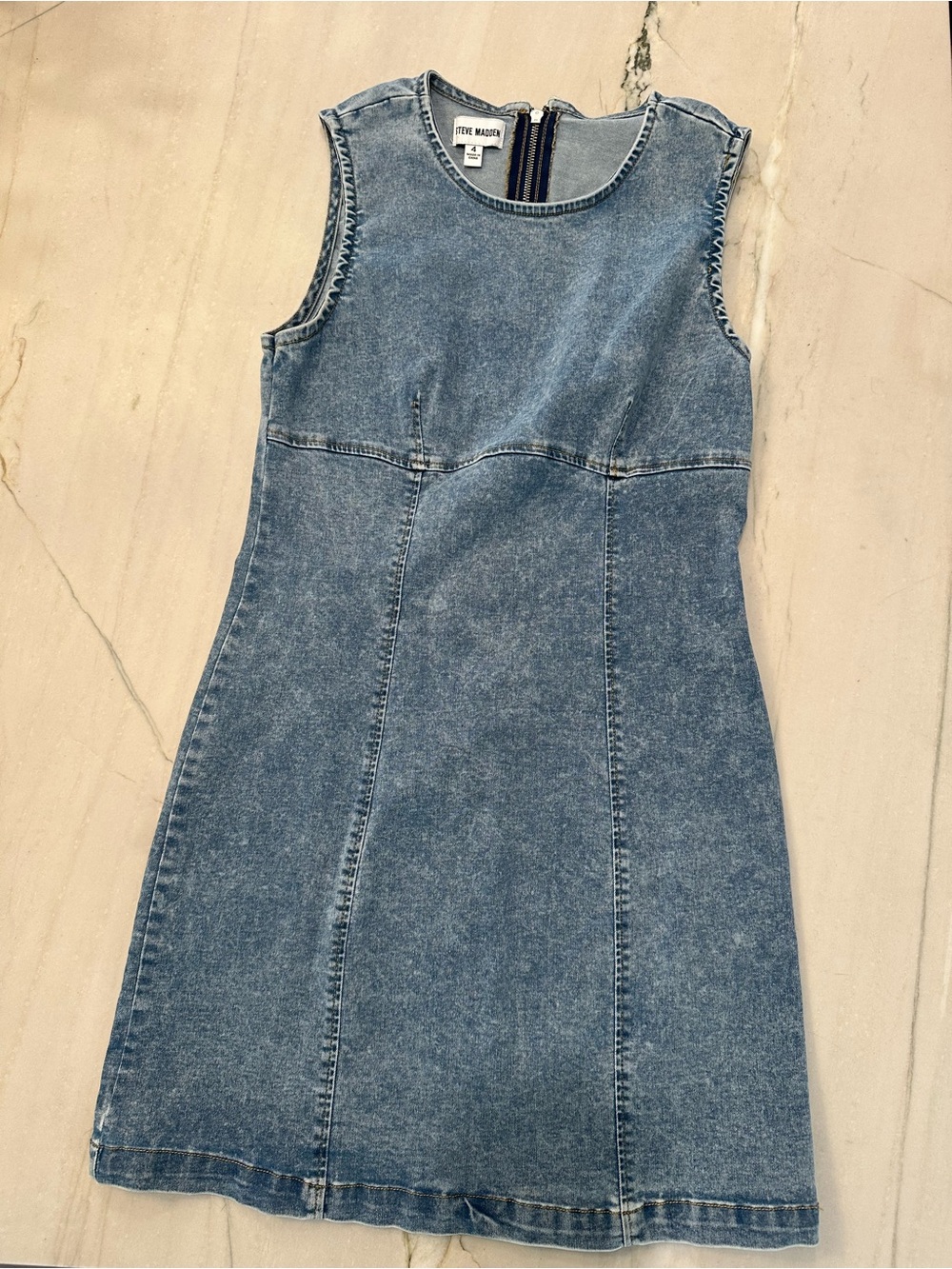 Steve Madden Washed Stretch Blue Denim A-Line Dress